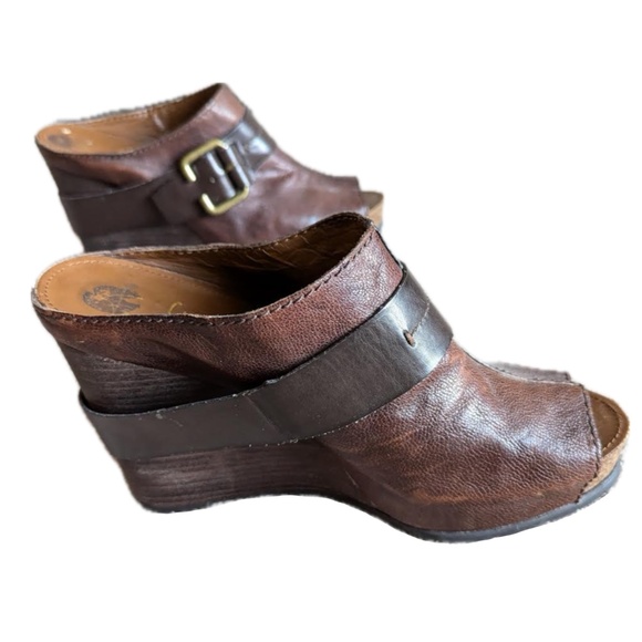 franco sarto the artists collection leather wood wedge heel  size 10 - Picture 3 of 9